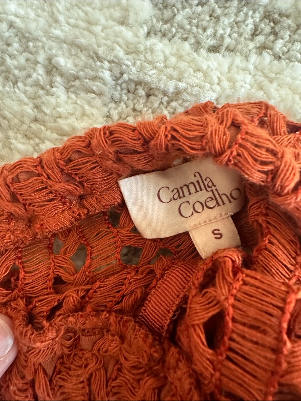 Kira Pants - Crochet Fringe Beach Pants — Rust Orange - Picture 3 of 3